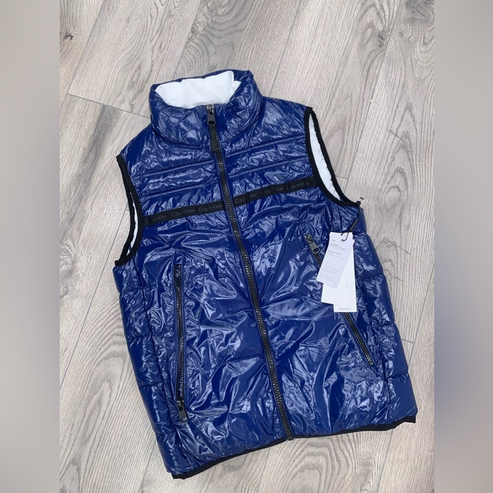NWT Calvin Klein Performance Men's Blue Puffer Gilet/Vest Size Xs - Picture 2 of 13